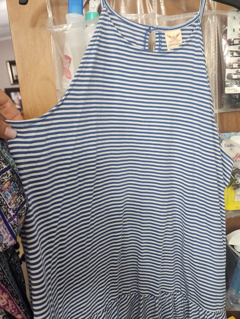 Faded Glory Blue and White Striped Girls' Halter Dress